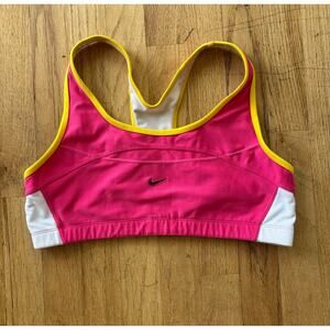 Women’s Pink Yellow White Mesh Dri-Fit Sports Bra, size L Large 12-14